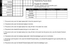logic puzzles printable worksheets 1 Printable Puzzles For Adults Logic Puzzle Template Pdf Puzzles