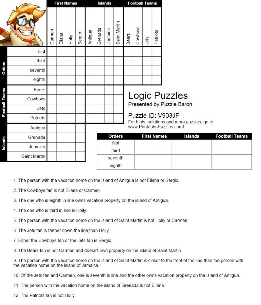 Printable Logic Puzzles Grade 6 Printable Crossword Puzzles