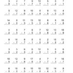 Mad Minute Math Subtraction Worksheets Printable