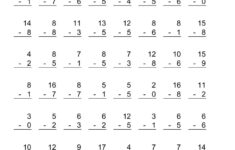 mad minute math subtraction worksheets printable Vertical Subtraction Facts To 18 64 Questions A Subtraction