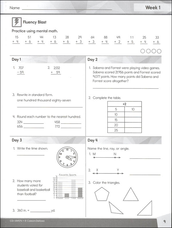 Math 4 Today Grade 4 Carson Dellosa 9781483841632