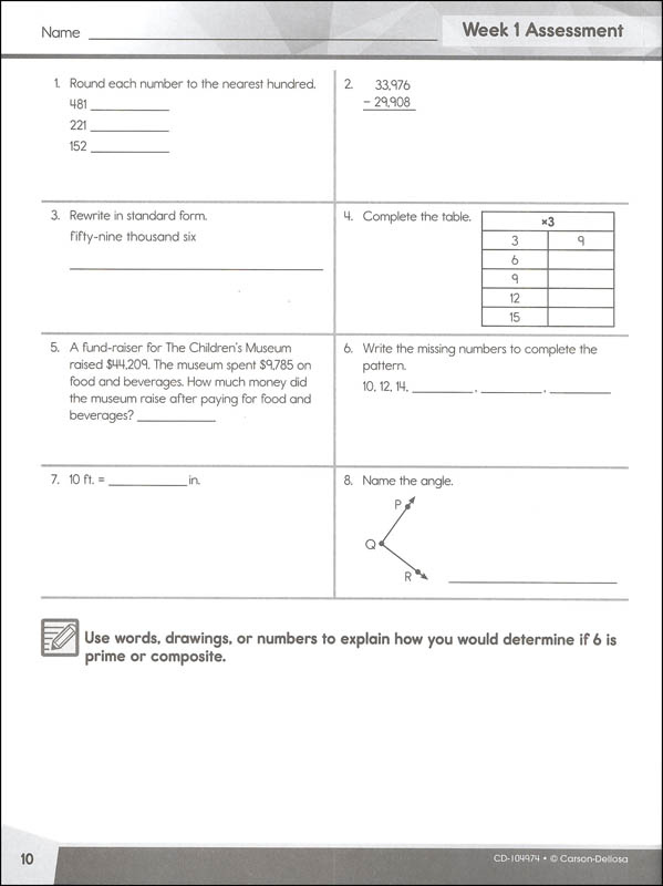 Math 4 Today Grade 4 Carson Dellosa 9781483841632