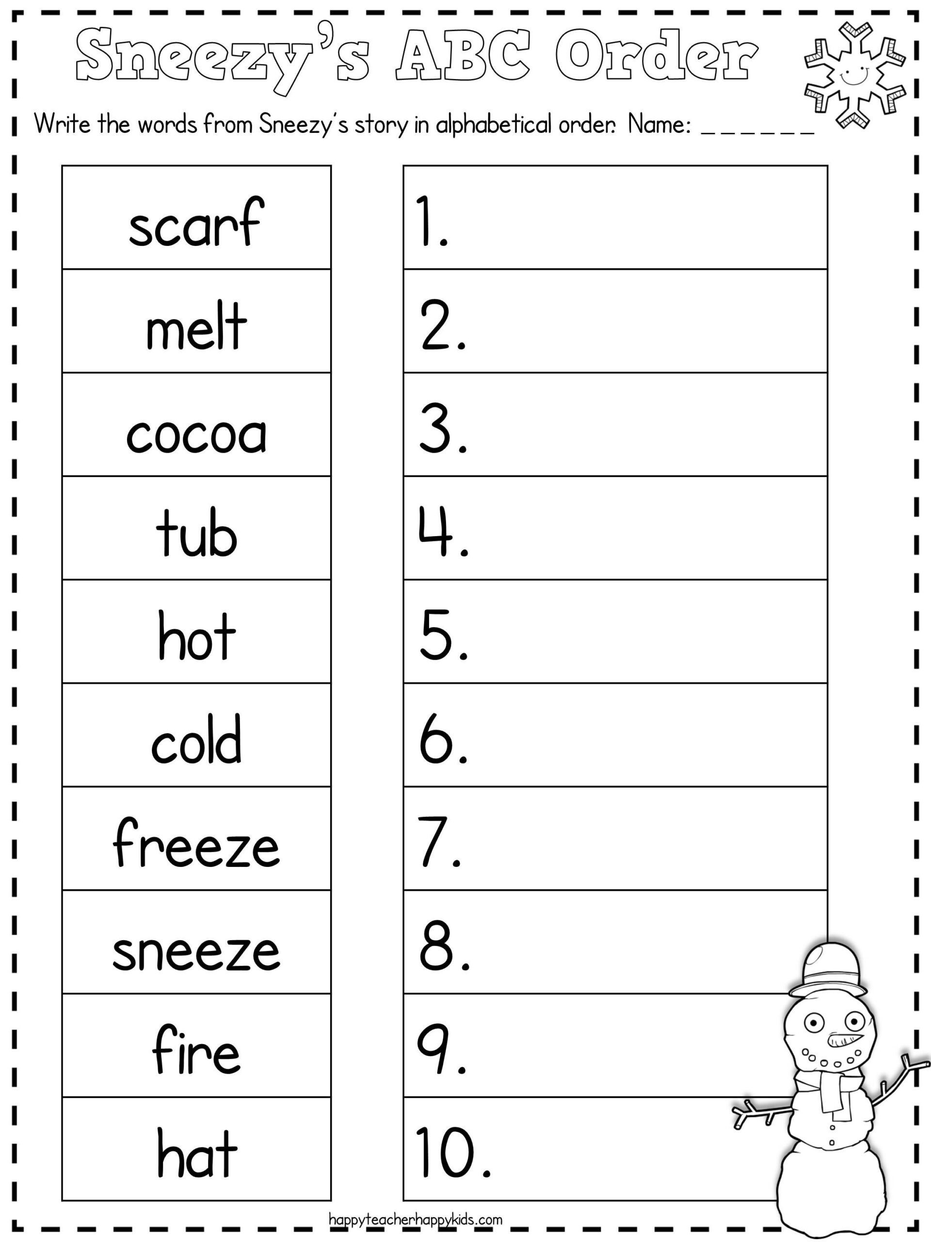 Christmas Abc Order Worksheets Cut And Paste Mamas Learning Corner 