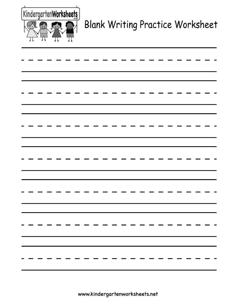 Free Printable Blank Writing Practice Worksheet For Kindergarten