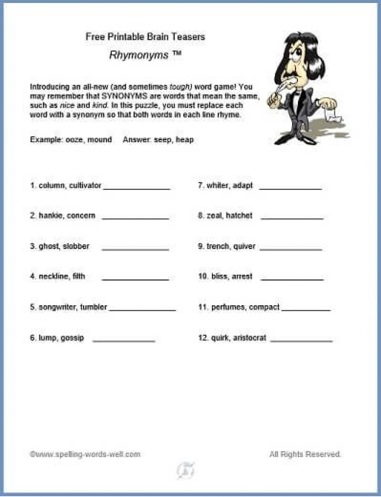 Printable Brain Teaser Worksheets For Adults Forms Worksheets Diagrams