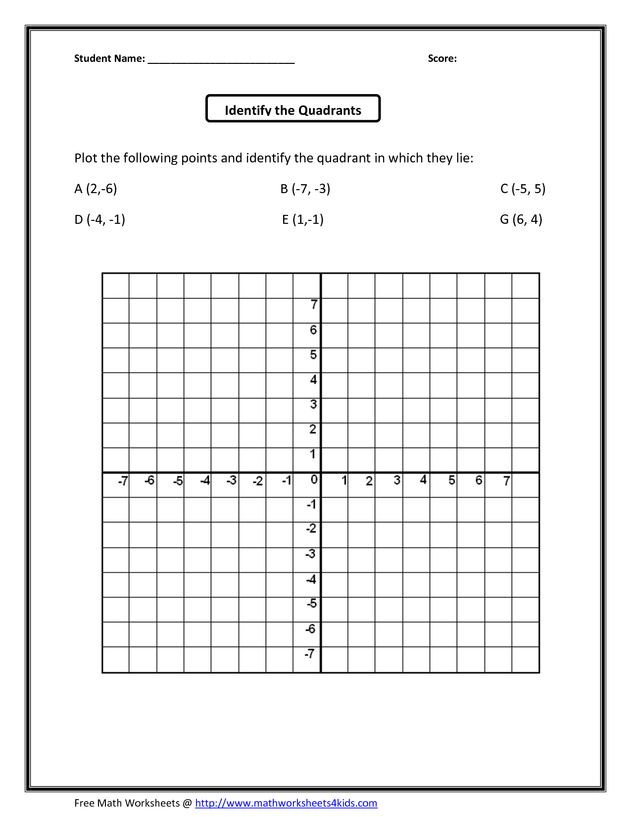 Ordered Pairs And Coordinate Plane Worksheets Free Printable 