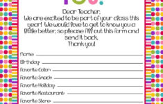 Getting To Know You Teacher Printable Teacher Printable Back To