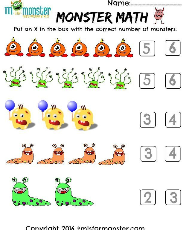 Preschool Monster Math Free Printable Monster Math Fun Math 