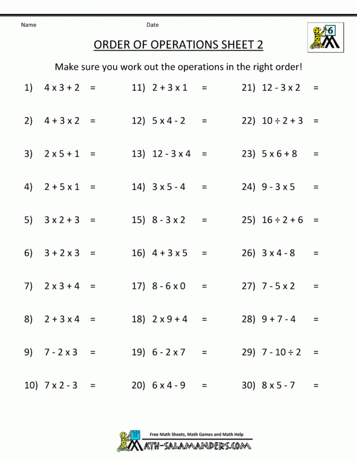 Printable Pemdas Worksheets