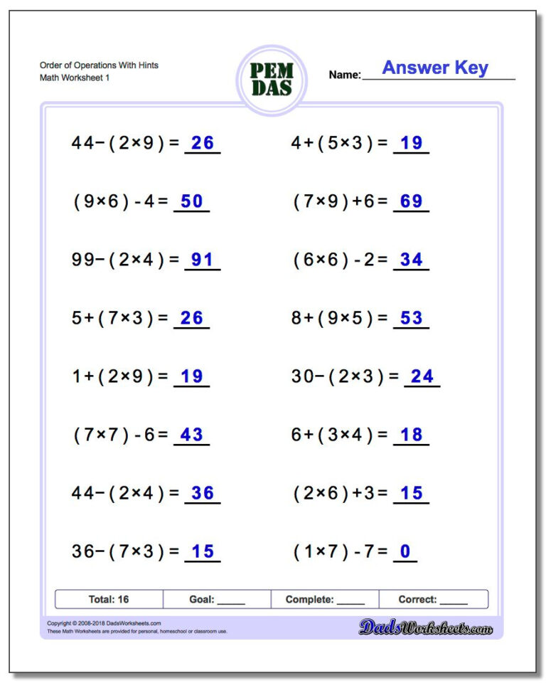 Printable Pemdas Worksheets Peggy Worksheets