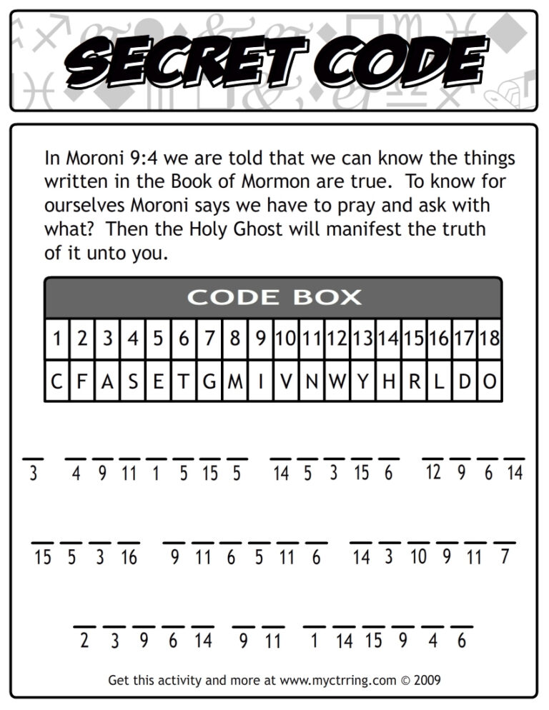 Printable Secret Code Worksheets Peggy Worksheets