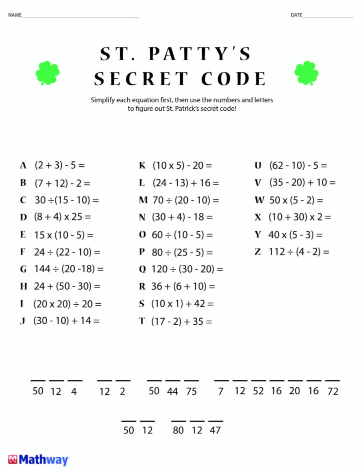 Printable Secret Code Worksheets