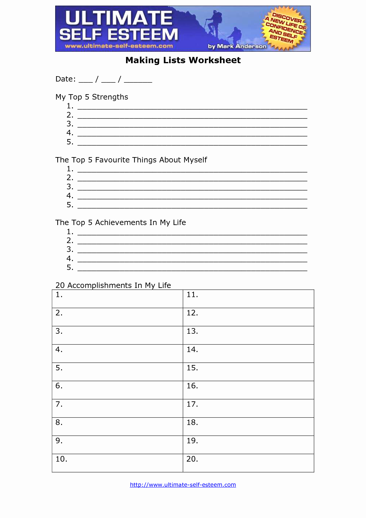 Printable Self Esteem Worksheets For Teenagers Printable Worksheets