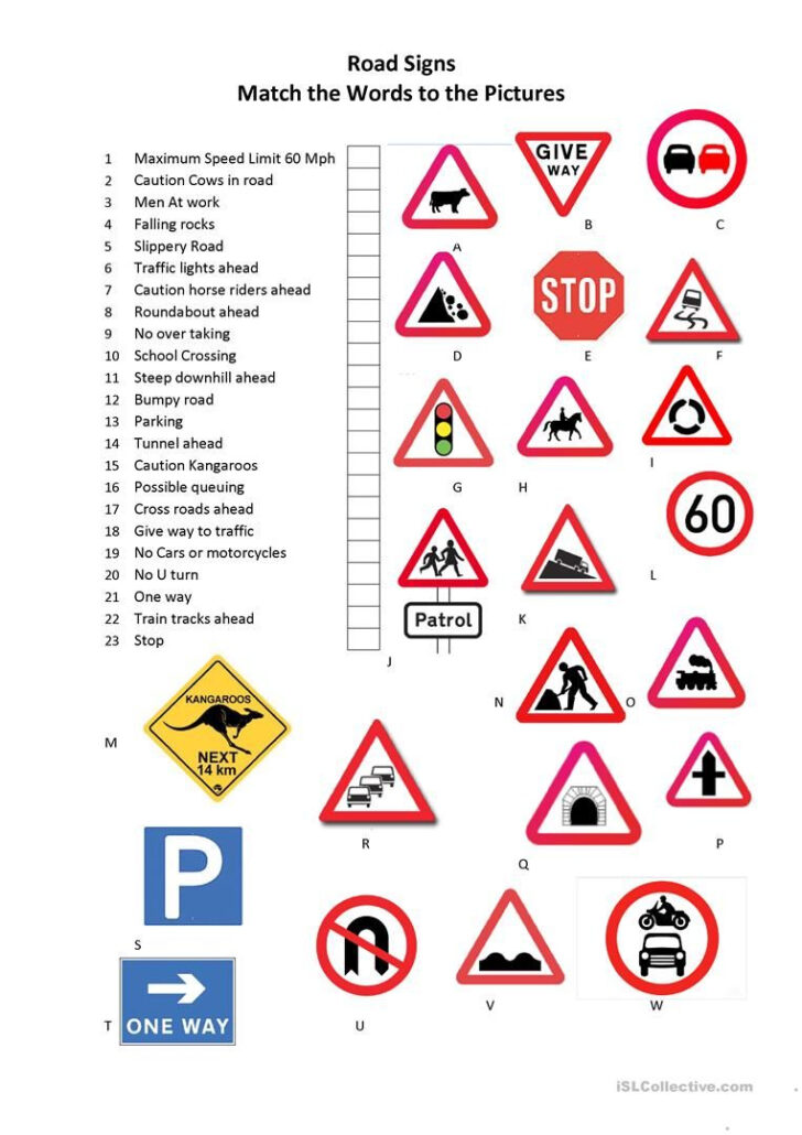 Printable Worksheets For Drivers Education