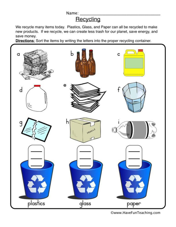 Recycle Worksheets Printable