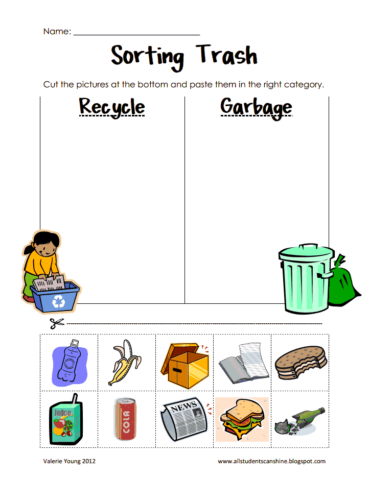 Sorting Trash pdf Earth Day Activities Recycling Lessons Earth Day