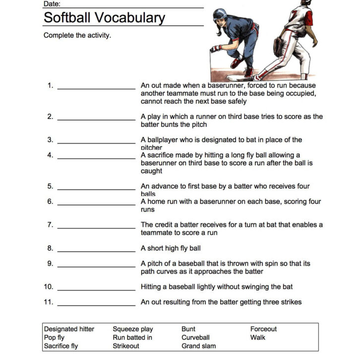 Softball Worksheets Printable