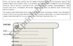 Thomas Alba Edison ESL Worksheet By Marguismarguis