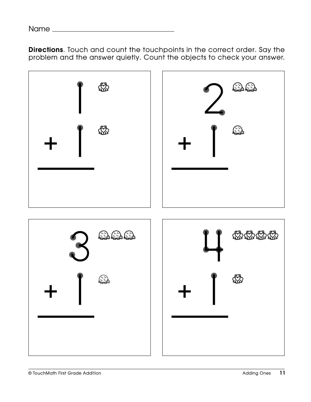 Touch Point Math Worksheet Touch Math Worksheets Touch Math Touch 