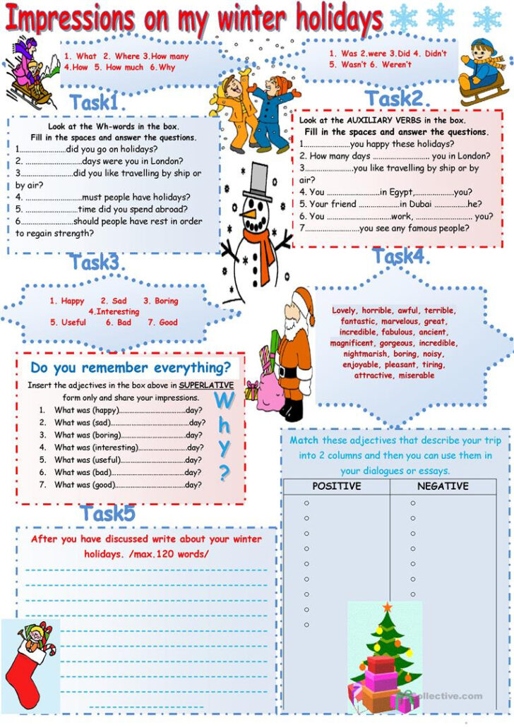 Winter Holidays Worksheets Printables