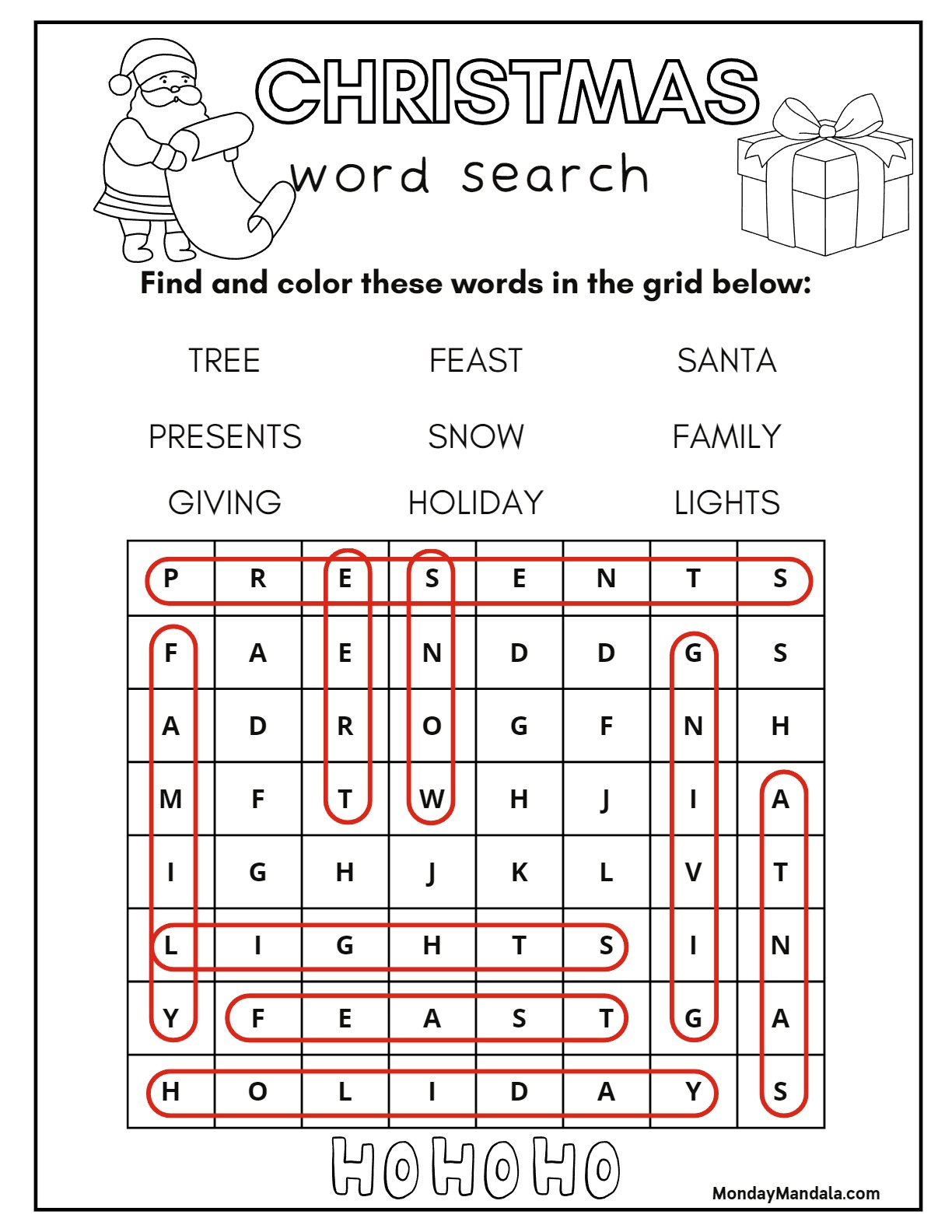 18 Christmas Word Searches (Free Pdf Printables) regarding Christmas Word Search Printable Worksheets