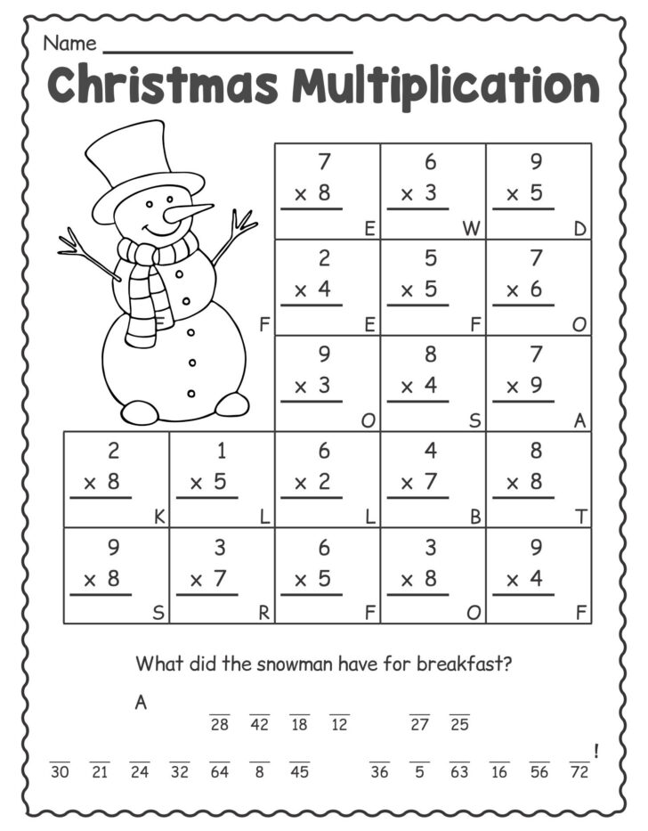 Christmas Math Facts Worksheet