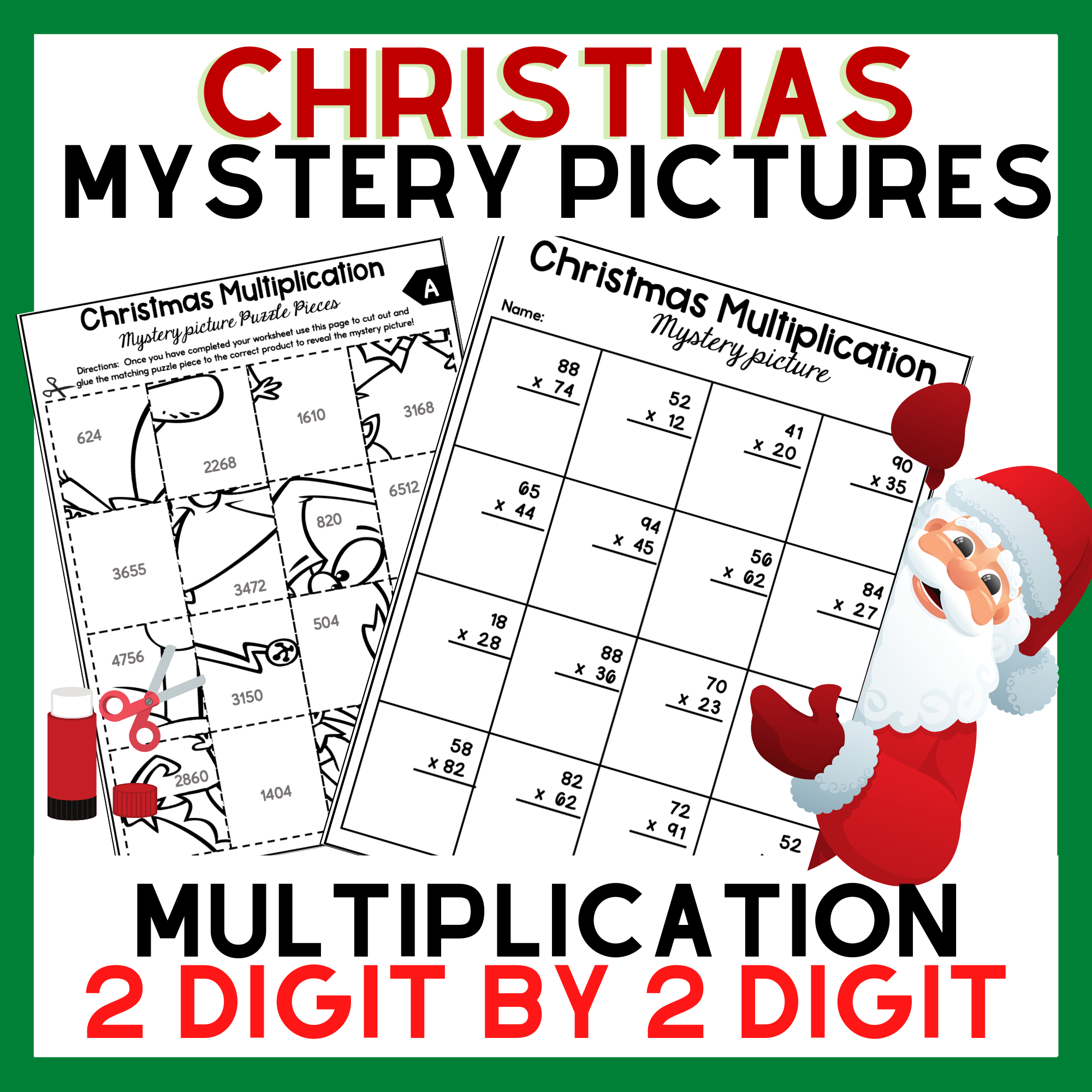 2 Digit2 Digit Multiplication Christmas Mystery Pictures inside Christmas Mystery Picture Worksheets