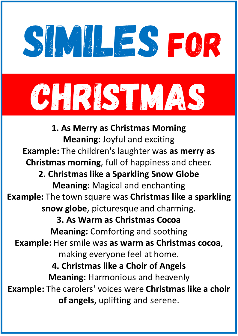 20 Best Similes For Christmas (With Meanings &amp;amp; Examples) intended for Christmas Similes Worksheets