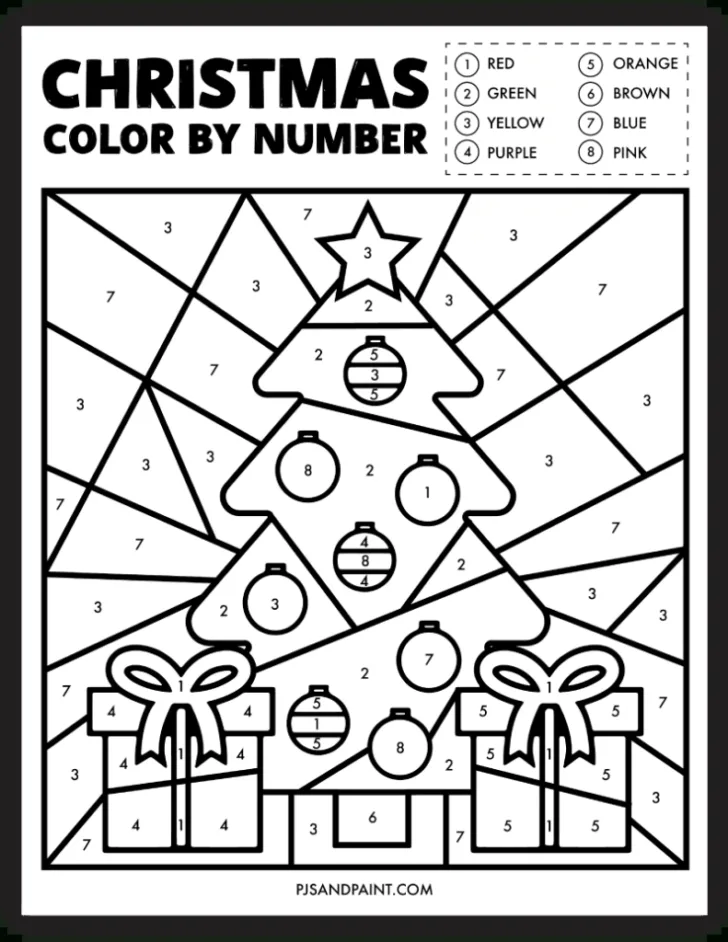 Christmas Worksheets Color by Numbers Printable