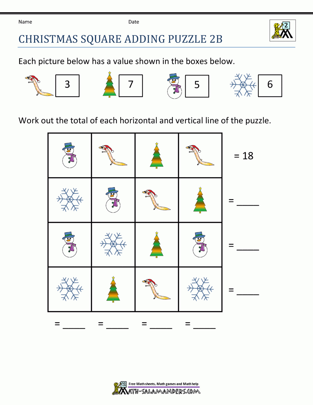 2Nd Grade Christmas Math Worksheets for Christmas Math Worksheets First Grade