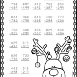 3.Nbt.2 Christmas Themed 3 Digit Subtraction With Regrouping With Christmas Subtraction Worksheet