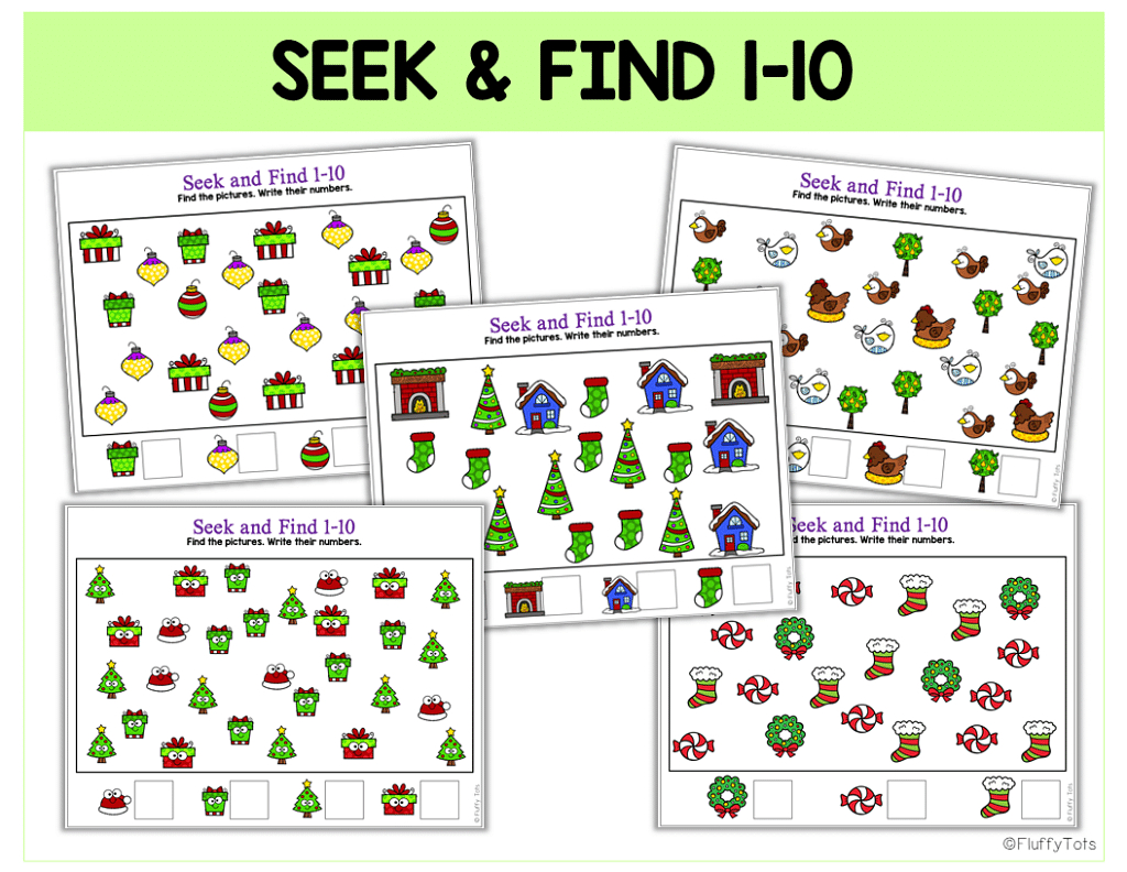 40+ Pages Of Fun Christmas Search And Find Counting To 10 for Christmas Search And Find Worksheets