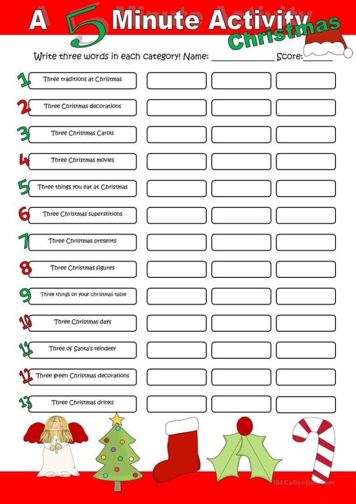 Christmas Worksheets For Teens