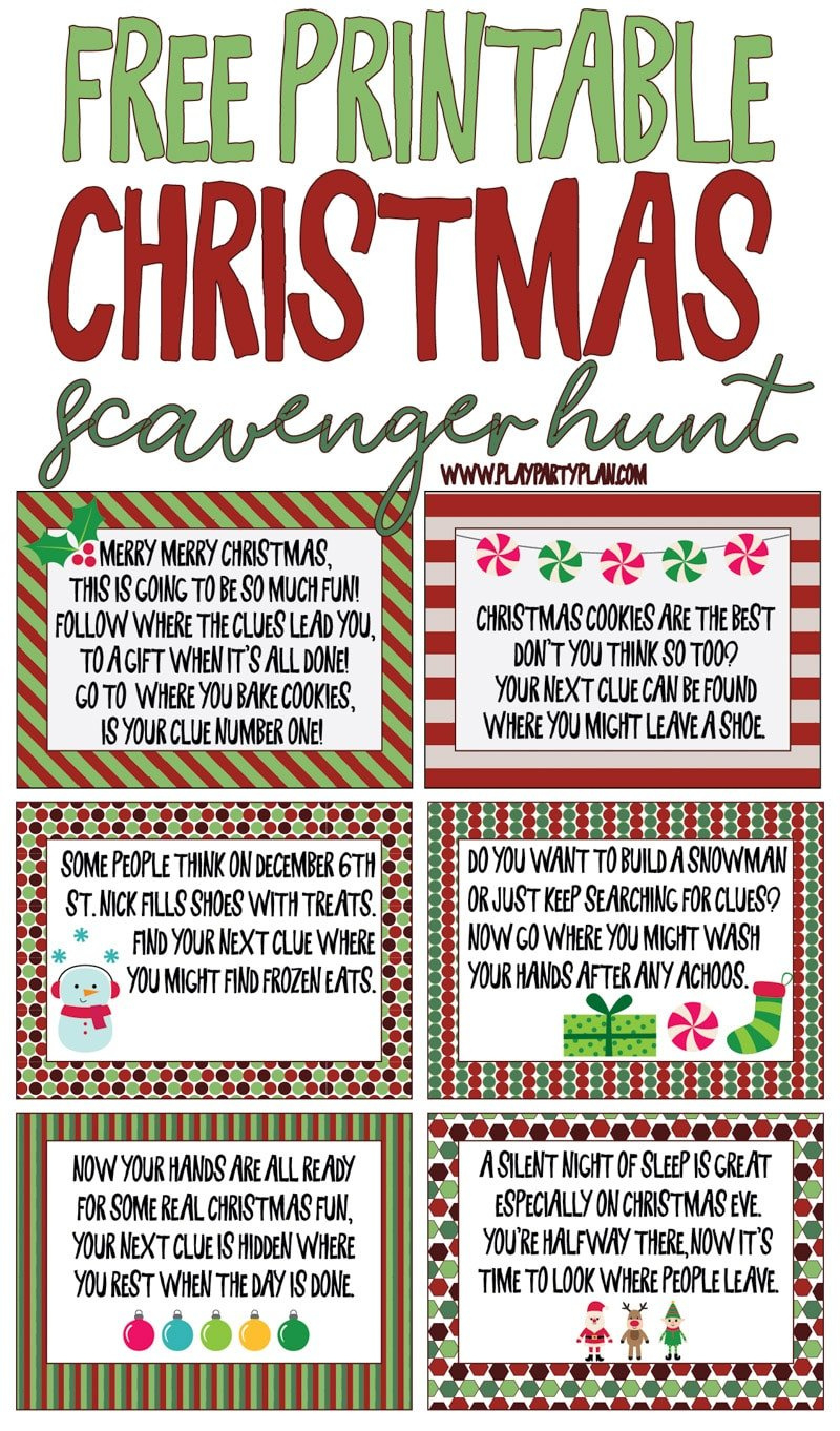 Best Ever Christmas Scavenger Hunt - Play Party Plan in Christmas Scavenger Hunt Worksheet