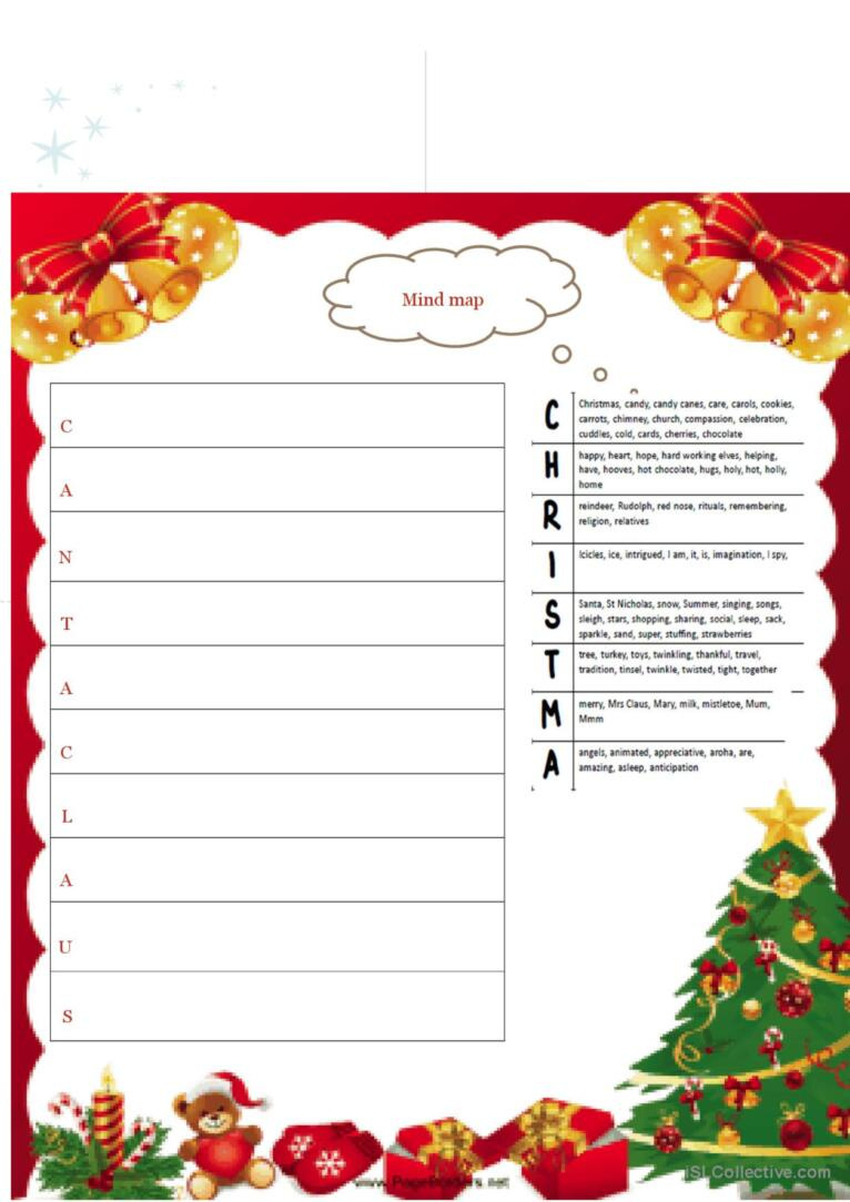 Christmas Acrostic Poem Worksheet Fo…: English Esl Worksheets Pdf throughout Christmas Poem Worksheet