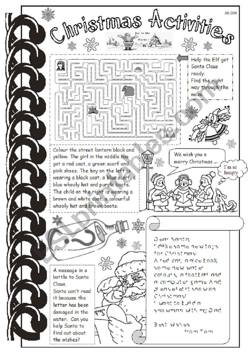 Christmas Activities - Esl Worksheetmarylin throughout Christmas Worksheets For Esl Adults