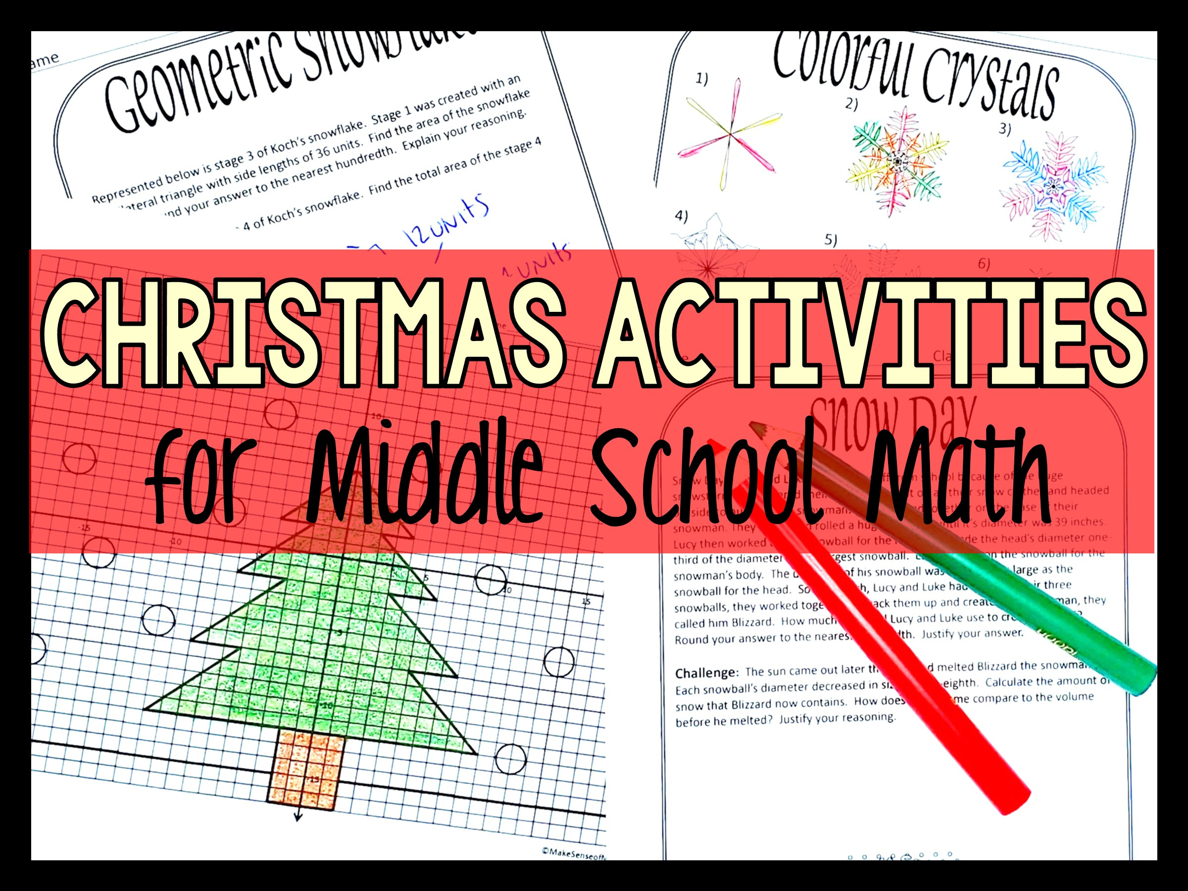 Christmas Activity Worksheets For Middle School Math - Make Sense in Christmas Math Worksheets Middle School