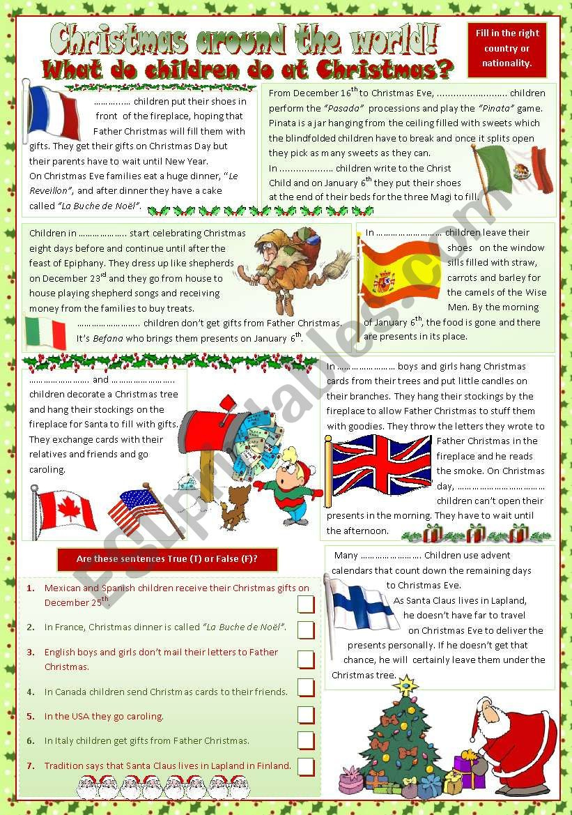 Christmas Around The World - Esl Worksheetmariaolimpia within Christmas Traditions Around the World Worksheet