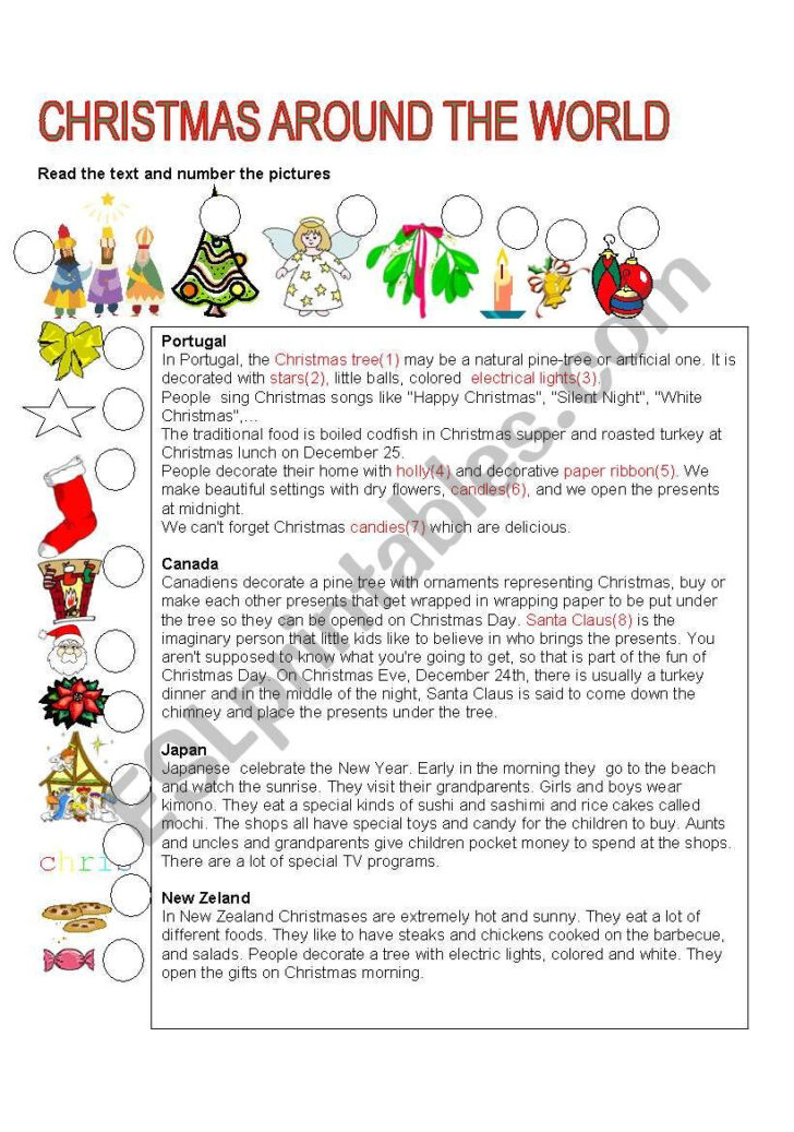 Christmas Traditions Around the World Worksheet