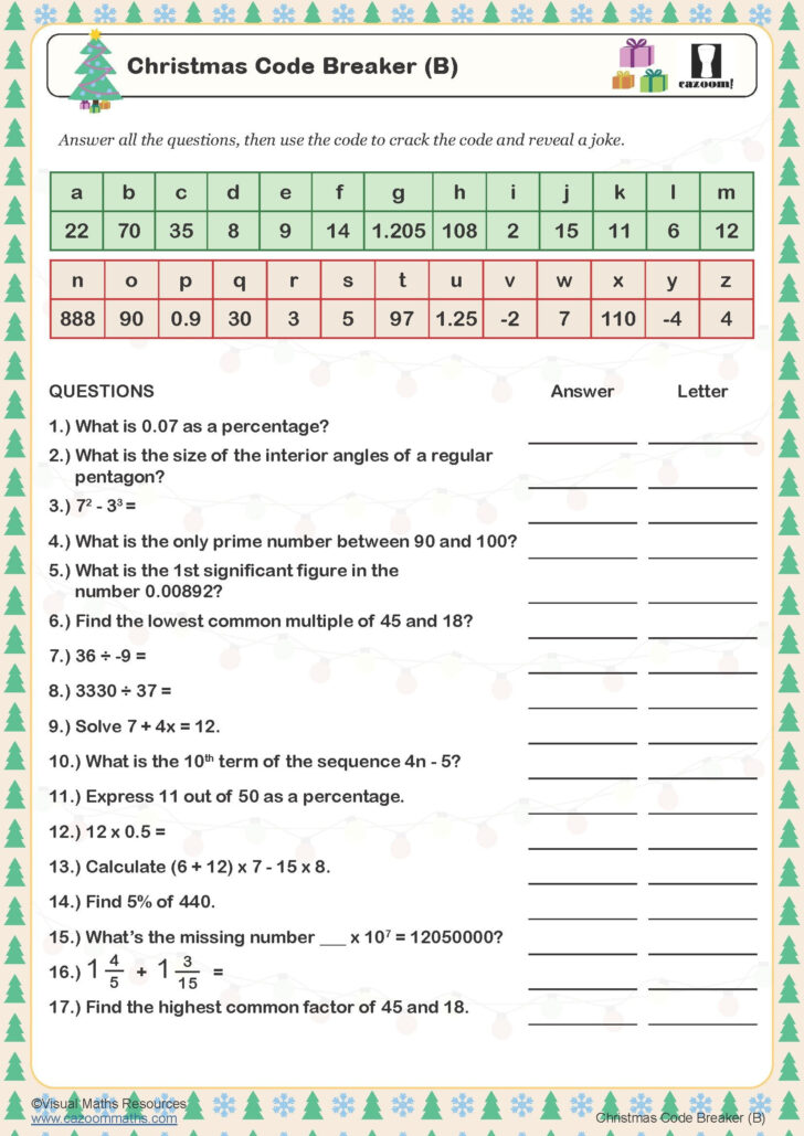 Christmas Maths Worksheets