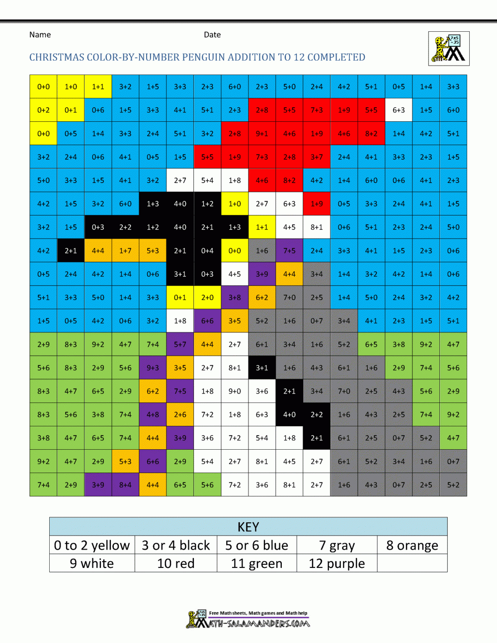 Christmas Colornumber Sheets For Kids regarding Color by Number Christmas Worksheets Math