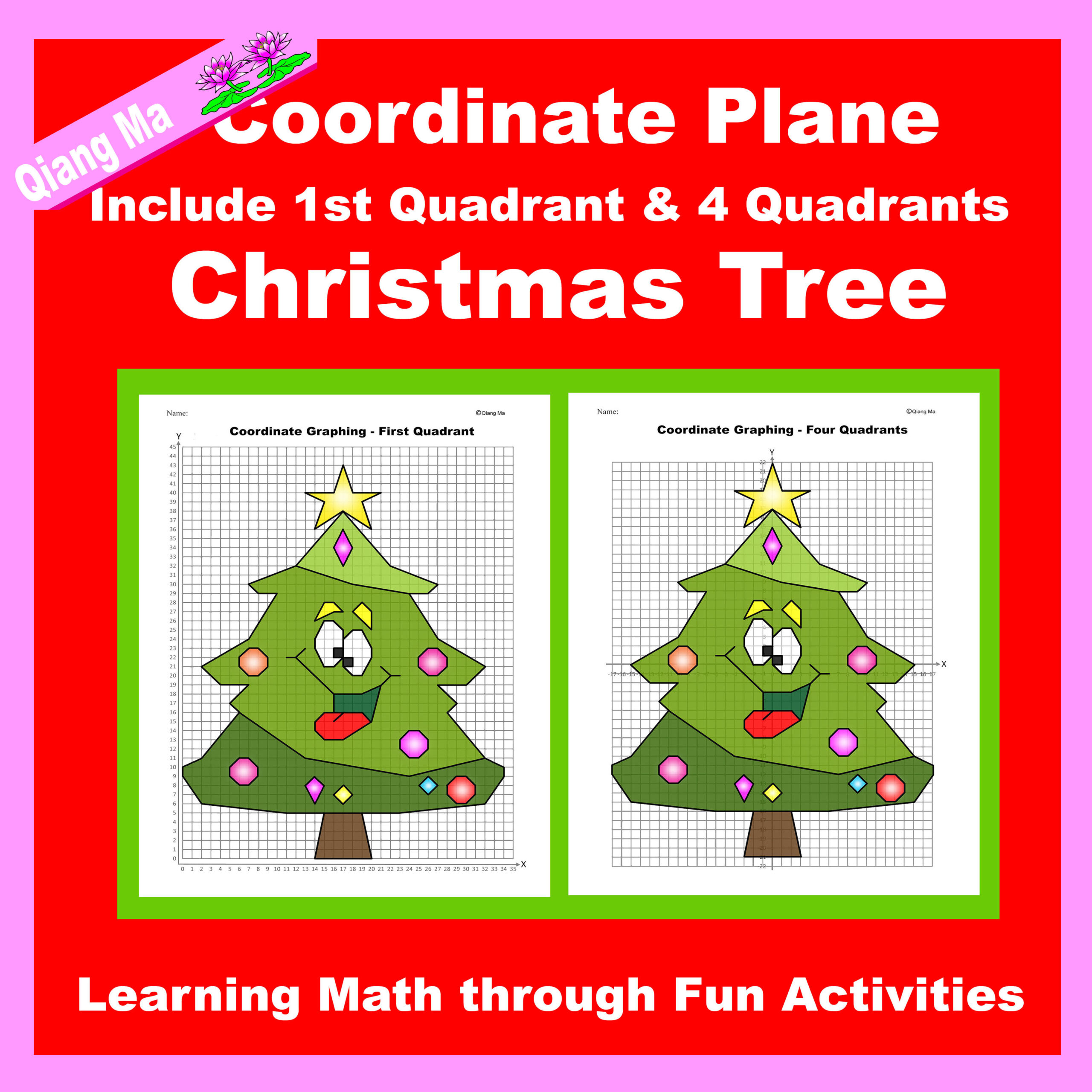 Christmas Coordinate Plane Graphing Picture- Christmas Tree Ii throughout Christmas Tree Graph Worksheet