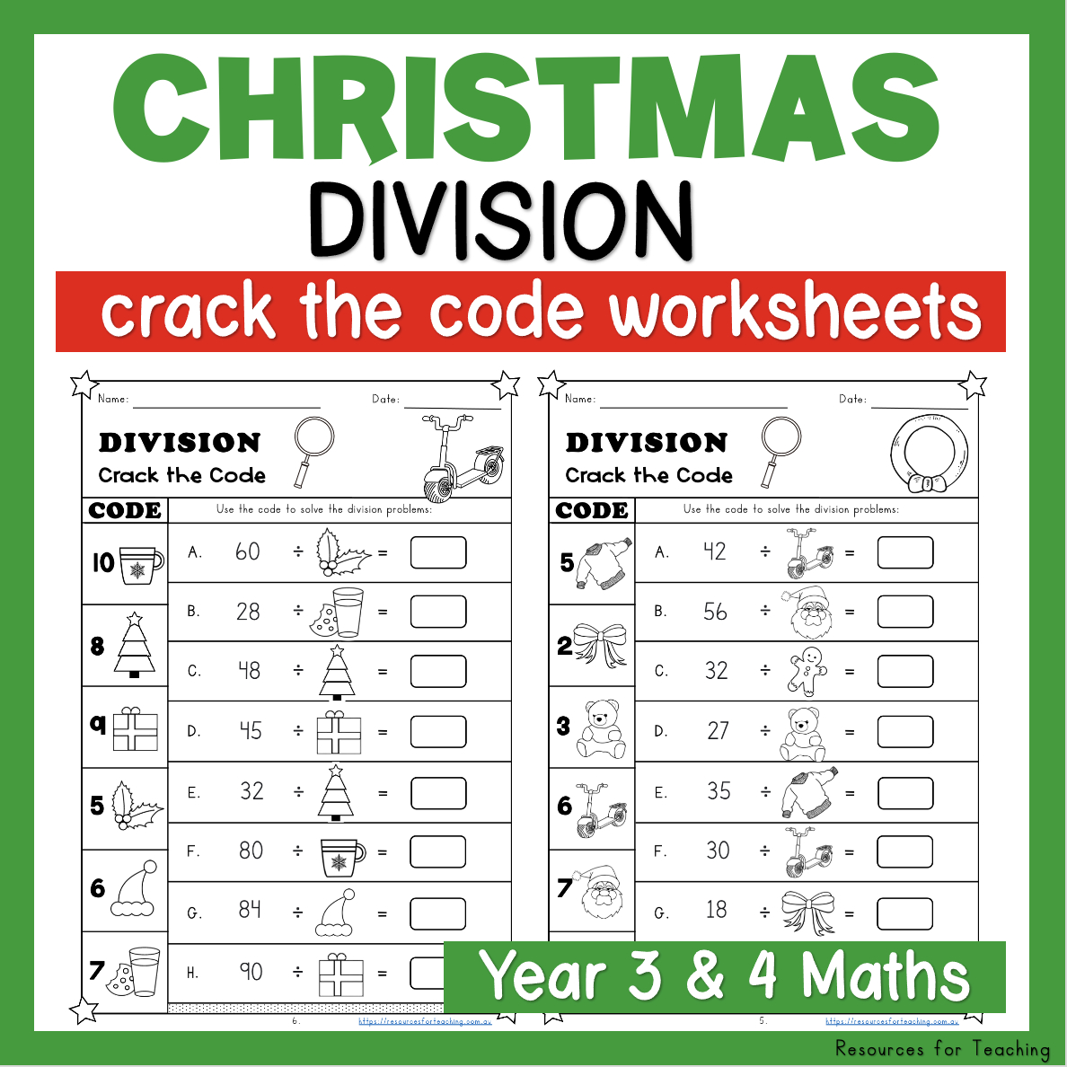 Christmas Crack The Code: Division Worksheets | Resources For regarding Christmas Math Worksheets Division