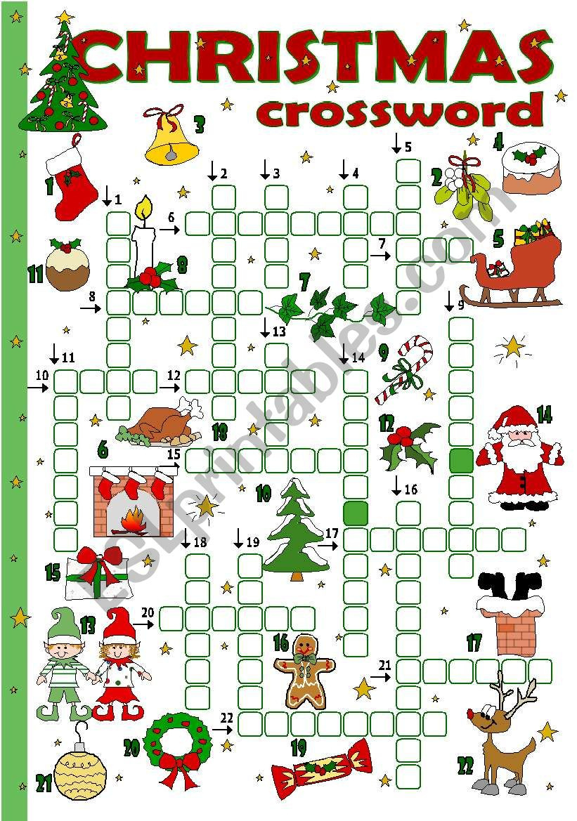 Christmas Crossword - Esl Worksheettecus throughout Christmas Worksheets Crossword