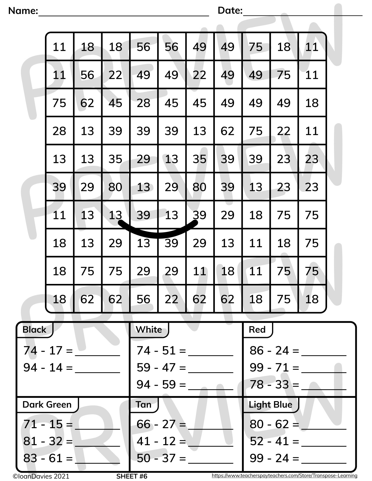 Christmas Double Digit Subtraction Mystery Pictures | Math Review with Christmas Mystery Picture Math Worksheets