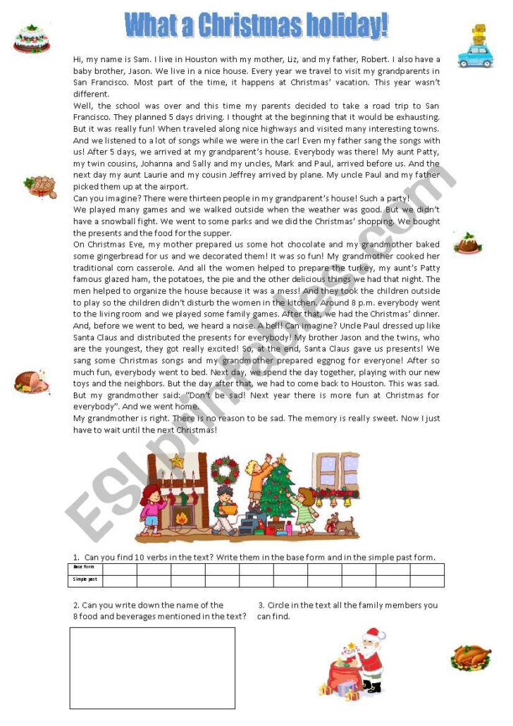 Christmas Vacation Worksheet