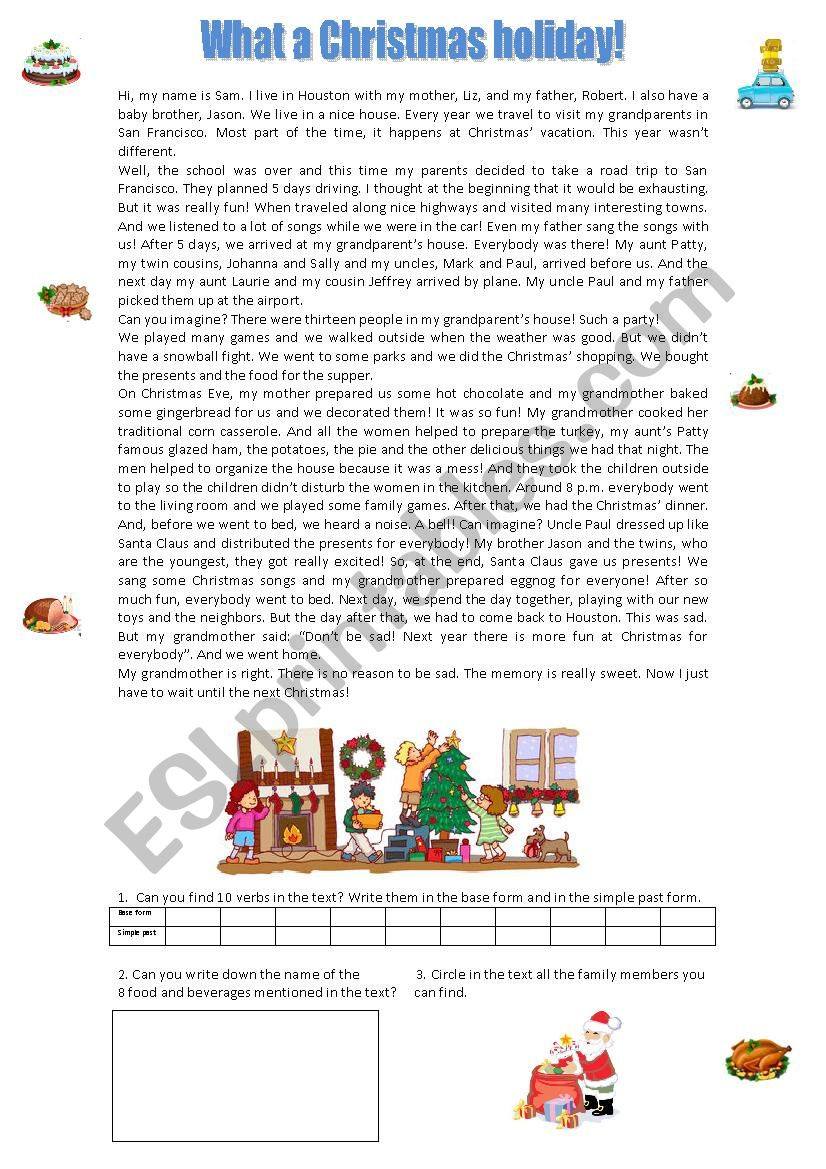 Christmas Holiday - Esl Worksheetcarlajdi with regard to Christmas Vacation Worksheet