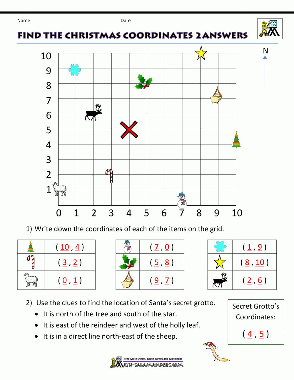 Christmas Math Activities intended for Christmas Values Worksheet Answers