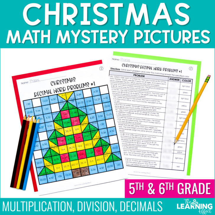 Christmas Mystery Picture Worksheets