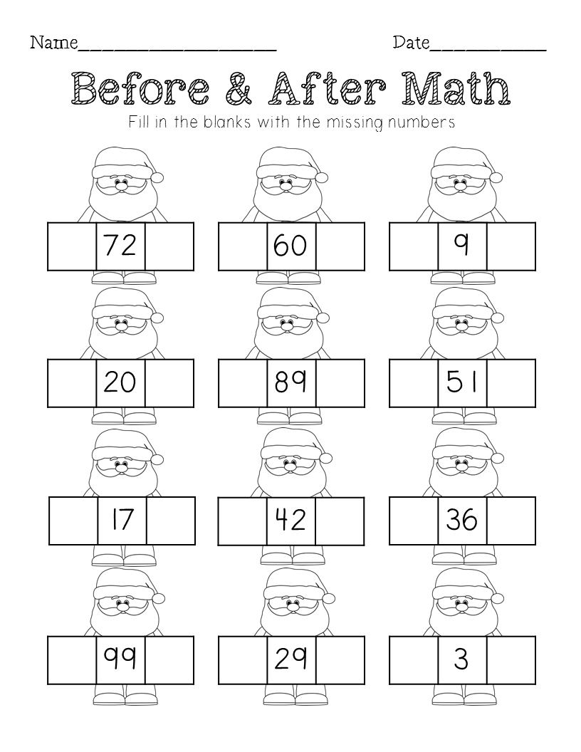 Christmas Math - Sequencing, Missing Number, Counting On, &amp;amp; Tens intended for Christmas Missing Number Worksheets